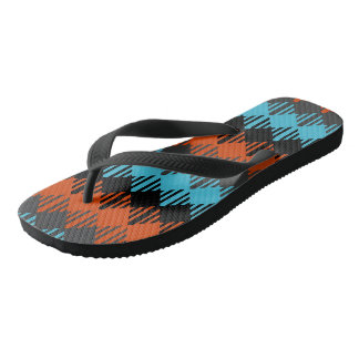 Geometrisch schwarz, blau und orange badesandalen