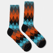 Geometrisch schwarz, blau und orange socken (Rechts)