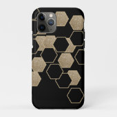 geometrisch-schwarz-goldenes Hexagon-Muster Case-Mate iPhone Hülle (Rückseite)