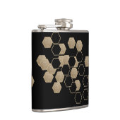 geometrisch-schwarz-goldenes Hexagon-Muster Flachmann (Rechts)