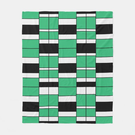 Geometrisch, schwarz, grün Mitte Fleecedecke (Vorderseite)