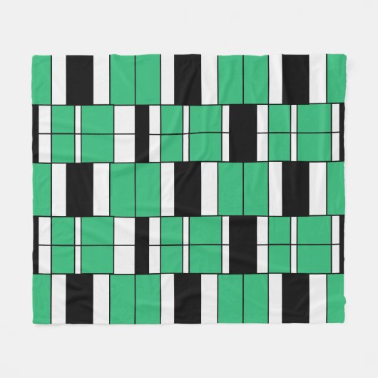 Geometrisch, schwarz, grün Mitte Fleecedecke (Vorderseite (Horizontal))