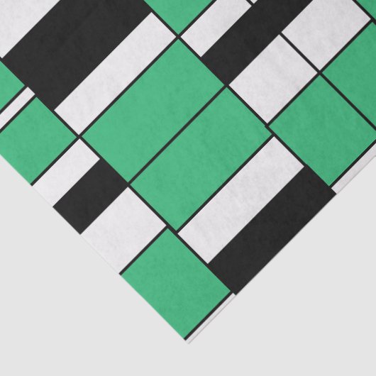 Geometrisch, schwarz, grün Mitte Seidenpapier (Detail)