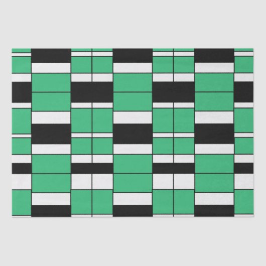 Geometrisch, schwarz, grün Mitte Seidenpapier (Vorderseite)