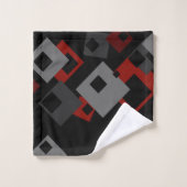 geometrisch schwarz-rot und grau badhandtuch set (Waschlappen)