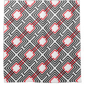 Geometrisch, schwarz, rot und weiß duschvorhang (Vorderseite)