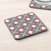 Geometrisch, schwarz, rot und weiß getränkeuntersetzer (Linke Seite)