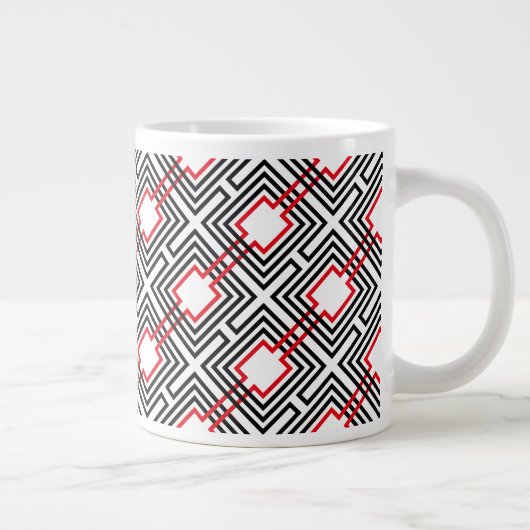 Geometrisch, schwarz, rot und weiß Jumbo-Tasse (Rechts)