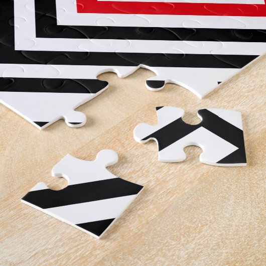 Geometrisch, schwarz, rot und weiß puzzle (Seite)