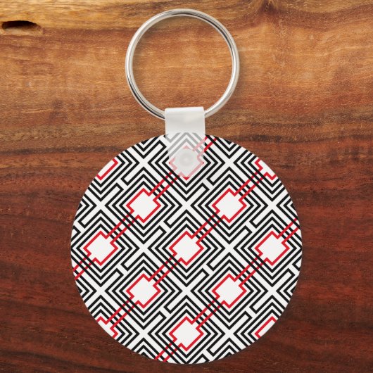 Geometrisch, schwarz, rot und weiß schlüsselanhänger (Vorderseite)