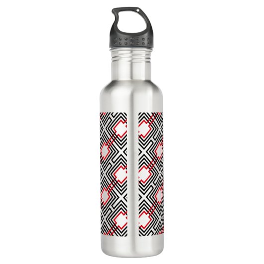 Geometrisch, schwarz, rot und weiß trinkflasche (Rückseite)