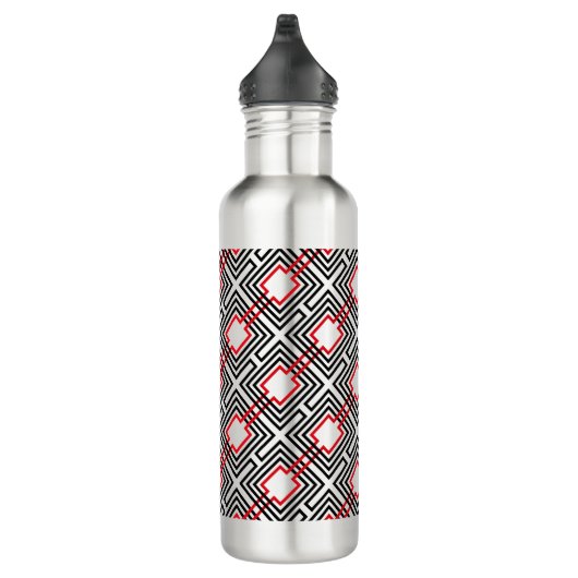 Geometrisch, schwarz, rot und weiß trinkflasche (Rechts)