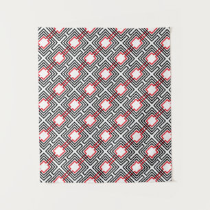 Geometrisch, schwarz, rot und weiß wandteppich
