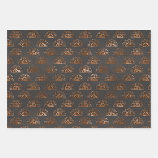 Geometrisch, schwarz und kopper geschenkpapier set (Vorderseite 2)