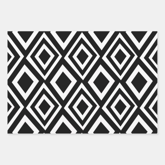Geometrisch schwarz und weiß Diamond Geschenkpapier Set (Vorderseite 3)