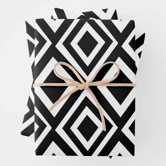 Geometrisch schwarz und weiß Diamond Geschenkpapier Set (Beispiel)