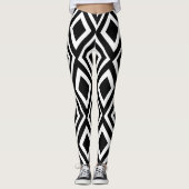 Geometrisch schwarz und weiß Diamond Leggings (Vorderseite)