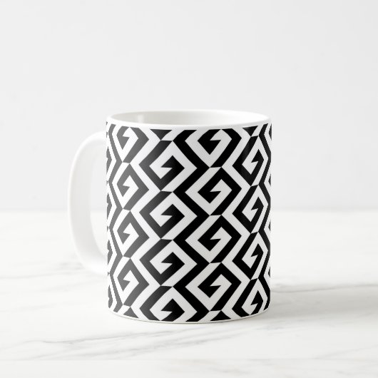 Geometrisch schwarz und weiß kaffeetasse (Vorderseite Links)