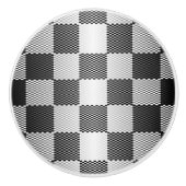 Geometrisch, schwarz und weiß keramikknauf (Vorderseite)