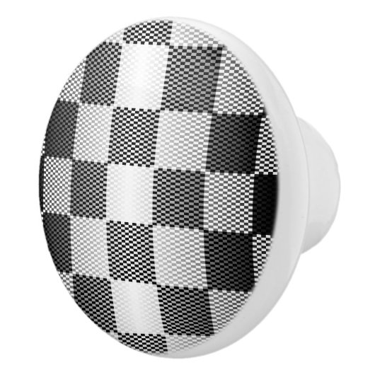 Geometrisch, schwarz und weiß keramikknauf (Rechts)