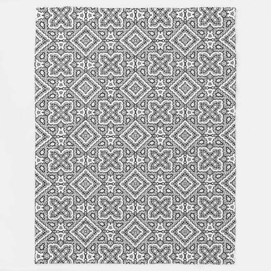 geometrisch-schwarz-weiß-ethnische Muster Fleecedecke (Vorderseite)