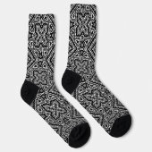 geometrisch-schwarz-weiß-ethnische Muster Socken (Rechts)