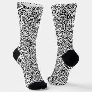 geometrisch-schwarz-weiß-ethnische Muster Socken