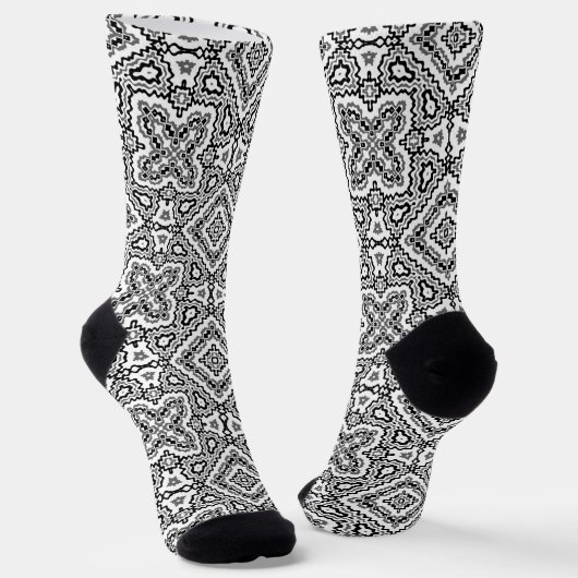 geometrisch-schwarz-weiß-ethnische Muster Socken (Gewinkelt)