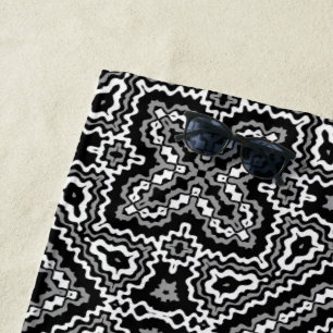 geometrisch-schwarz-weiß-ethnische Muster Strandtuch