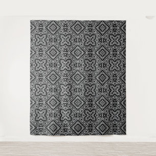 geometrisch-schwarz-weiß-ethnische Muster Wandteppich