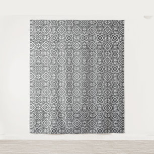 geometrisch-schwarz-weiß-ethnische Muster Wandteppich