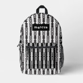geometrisch schwarz-weiß mit/-name bedruckter rucksack (Vorderseite)