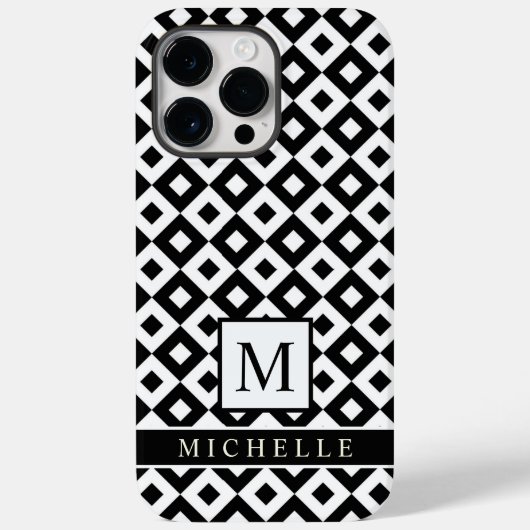 Geometrisch Schwarz-weißer Diamantpunkt Case-Mate iPhone Hülle (Rückseite)