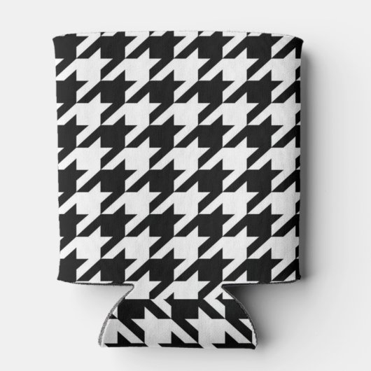 geometrisch Schwarz-weißes Hahnentrittmuster Dosenkühler (Rückseite)