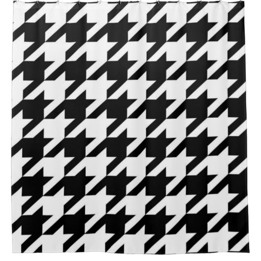 geometrisch Schwarz-weißes Hahnentrittmuster Duschvorhang (Vorderseite)