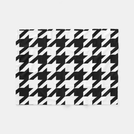 geometrisch Schwarz-weißes Hahnentrittmuster Fleecedecke (Vorderseite (Horizontal))