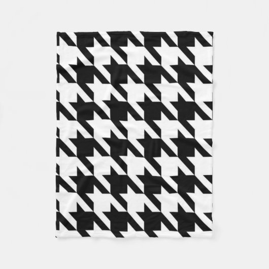 geometrisch Schwarz-weißes Hahnentrittmuster Fleecedecke (Vorderseite)