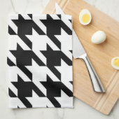 geometrisch Schwarz-weißes Hahnentrittmuster Geschirrtuch (Viertel Falte)