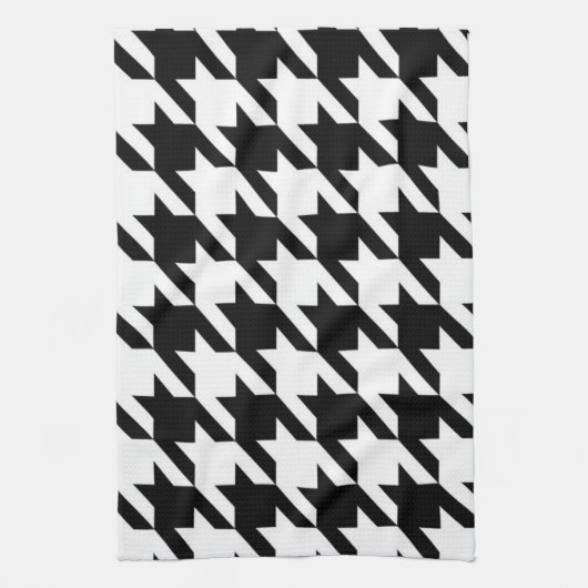 geometrisch Schwarz-weißes Hahnentrittmuster Geschirrtuch (Vertikal)