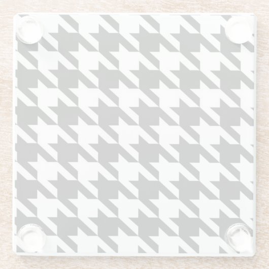 geometrisch Schwarz-weißes Hahnentrittmuster Glasuntersetzer (Rückseite)