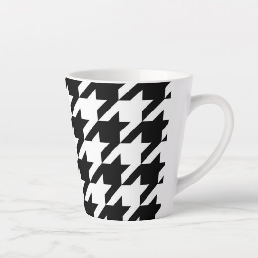 geometrisch Schwarz-weißes Hahnentrittmuster Milchtasse (Rechts)