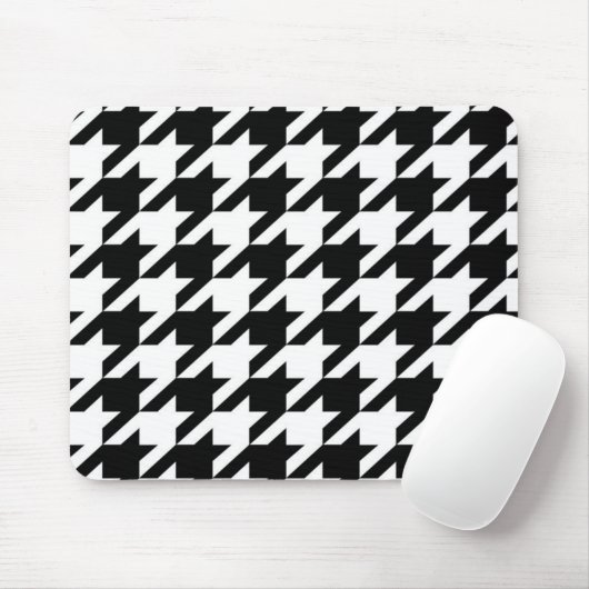 geometrisch Schwarz-weißes Hahnentrittmuster Mousepad (Mit Mouse)