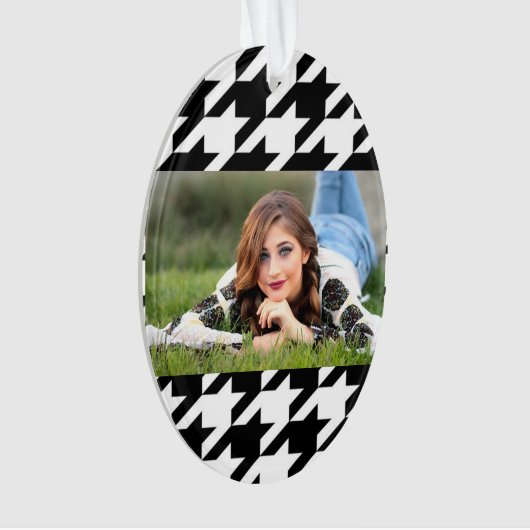 geometrisch Schwarz-weißes Hahnentrittmuster Ornament (Vorderseite)