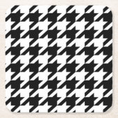 geometrisch Schwarz-weißes Hahnentrittmuster Rechteckiger Pappuntersetzer (Vorderseite)