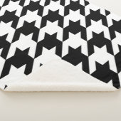 geometrisch Schwarz-weißes Hahnentrittmuster Sherpadecke (3/4)