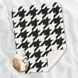 geometrisch Schwarz-weißes Hahnentrittmuster Sherpadecke