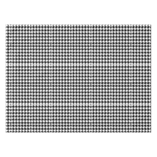 geometrisch Schwarz-weißes Hahnentrittmuster Tischdecke (Vorderseite (Horizontal))