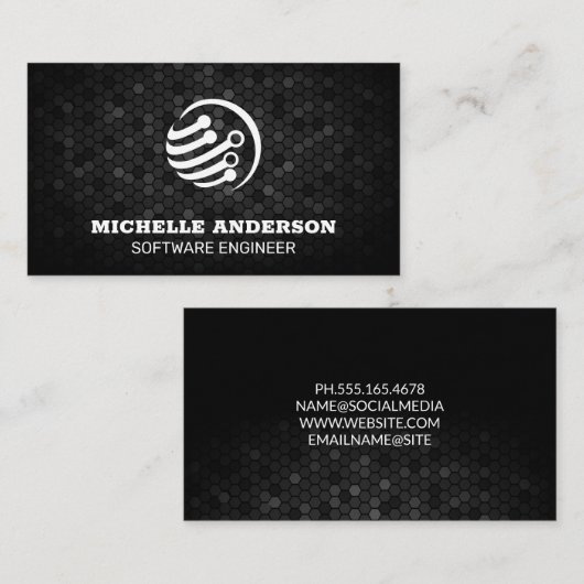 geometrisch | Tech Circuit Globe Visitenkarte (Vorne/Hinten)