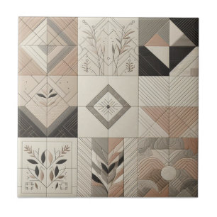 Geometrisch Vintag Chic Oatmehl Soft Black Fliese