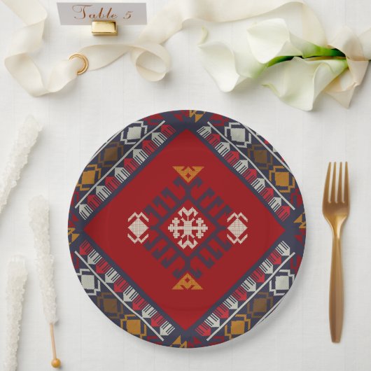 Geometrisch Vintag klassisch niedlich-stylisch bun Pappteller (Hochzeit)